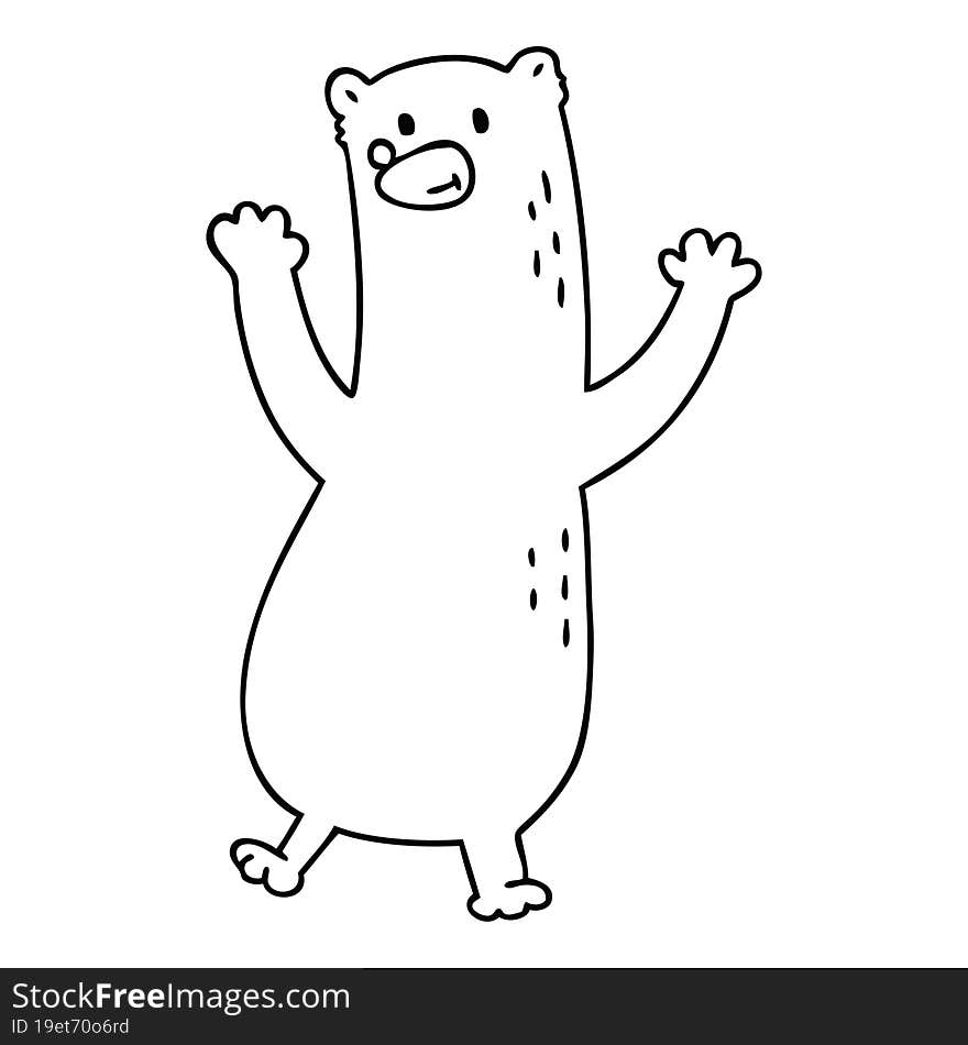 quirky line drawing cartoon bear