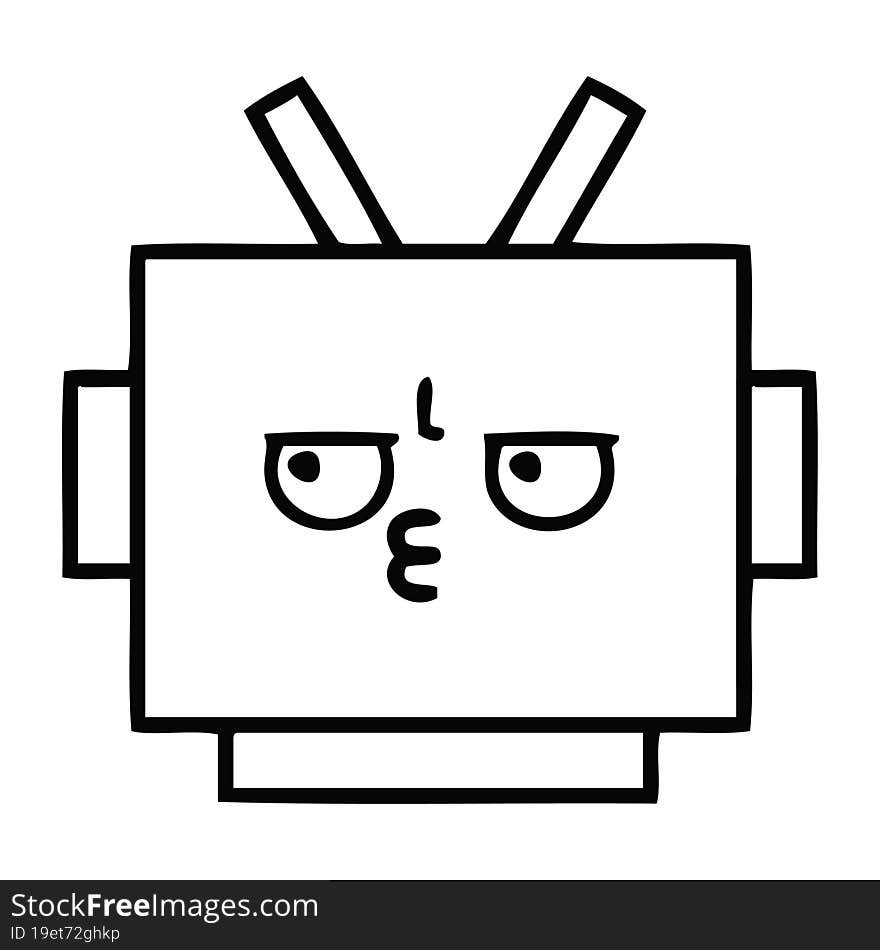 Line Drawing Cartoon Robot Head