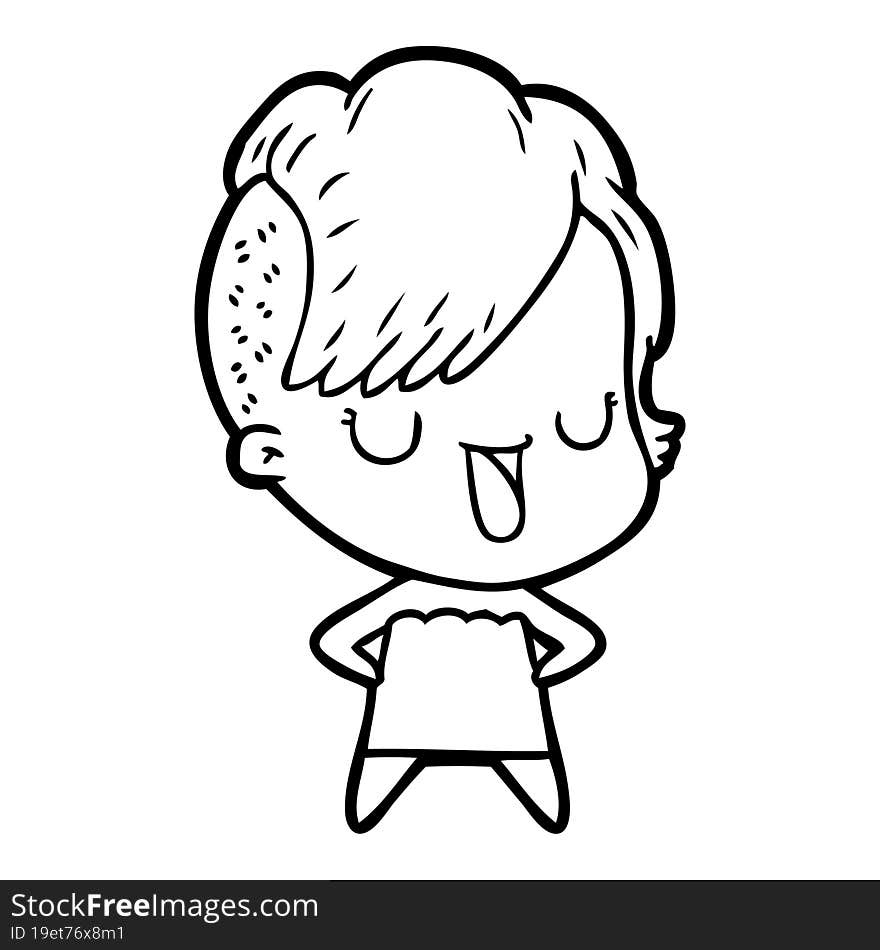 cute cartoon girl with hipster haircut. cute cartoon girl with hipster haircut