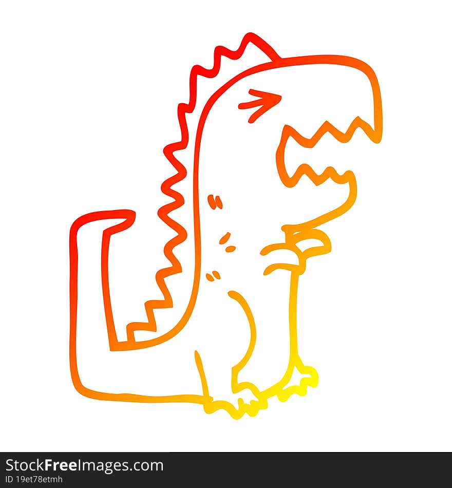 warm gradient line drawing of a cartoon roaring t rex