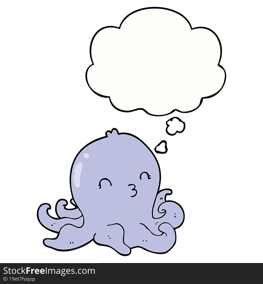 Cartoon Octopus And Thought Bubble