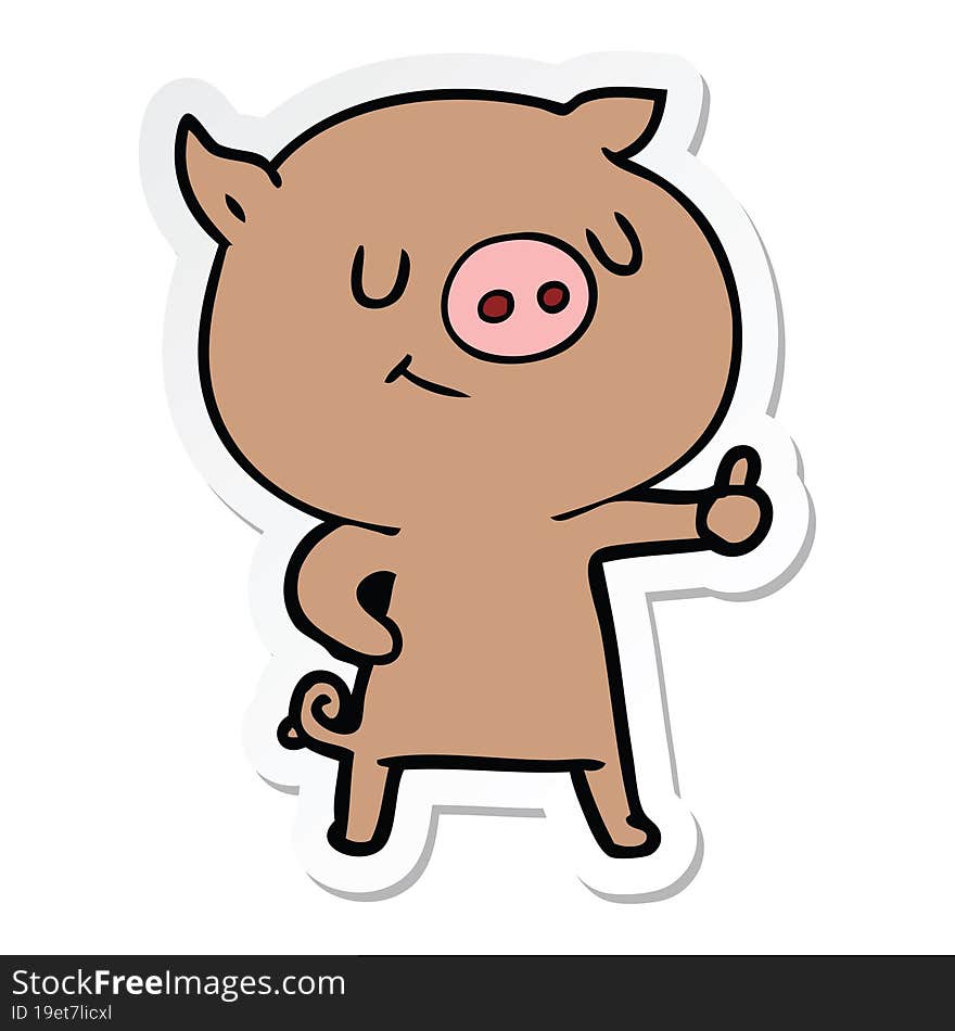 Sticker Of A Happy Cartoon Pig