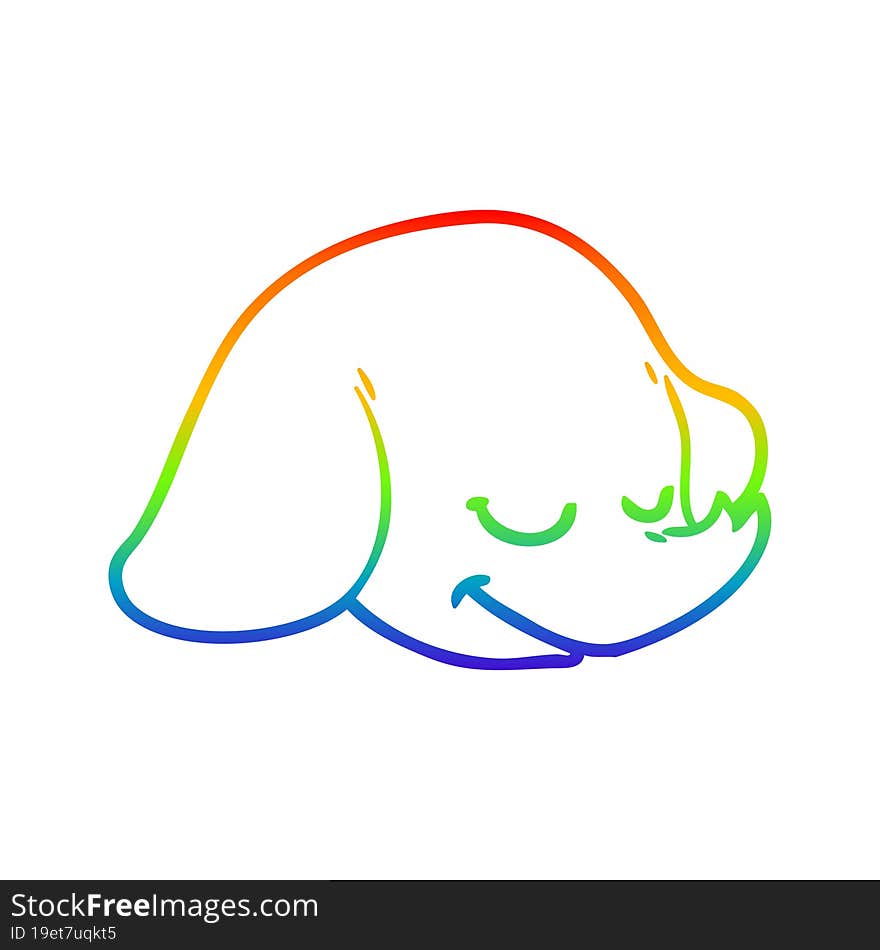 rainbow gradient line drawing cartoon elephant face