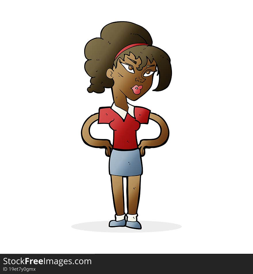 cartoon woman with hands on hips