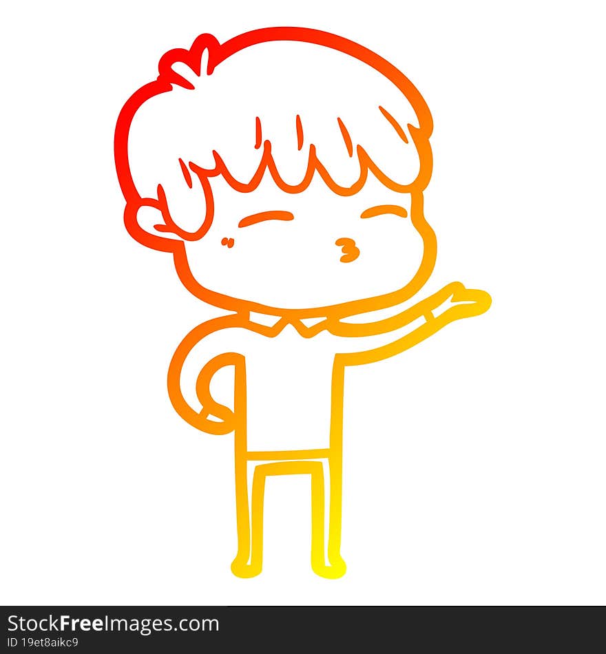 Warm Gradient Line Drawing Cartoon Curious Boy