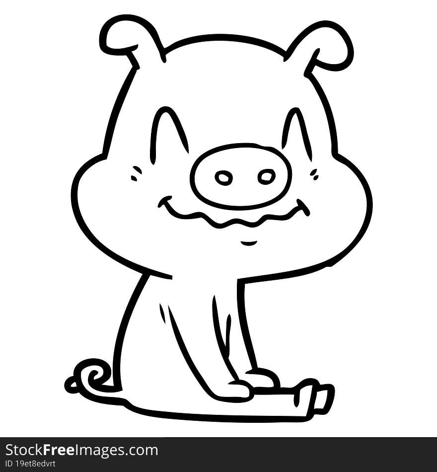 nervous cartoon pig sitting. nervous cartoon pig sitting