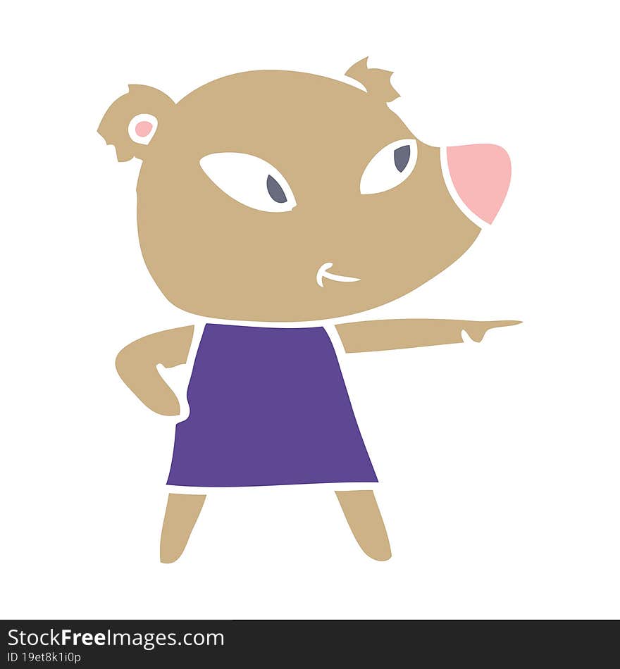 cute flat color style cartoon bear in dress