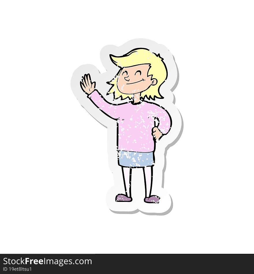 Retro Distressed Sticker Of A Cartoon Woman