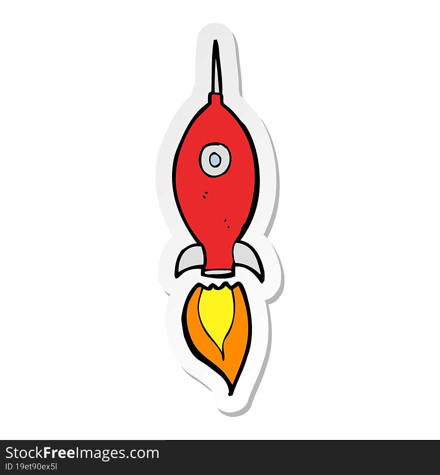 sticker of a cartoon space rocket