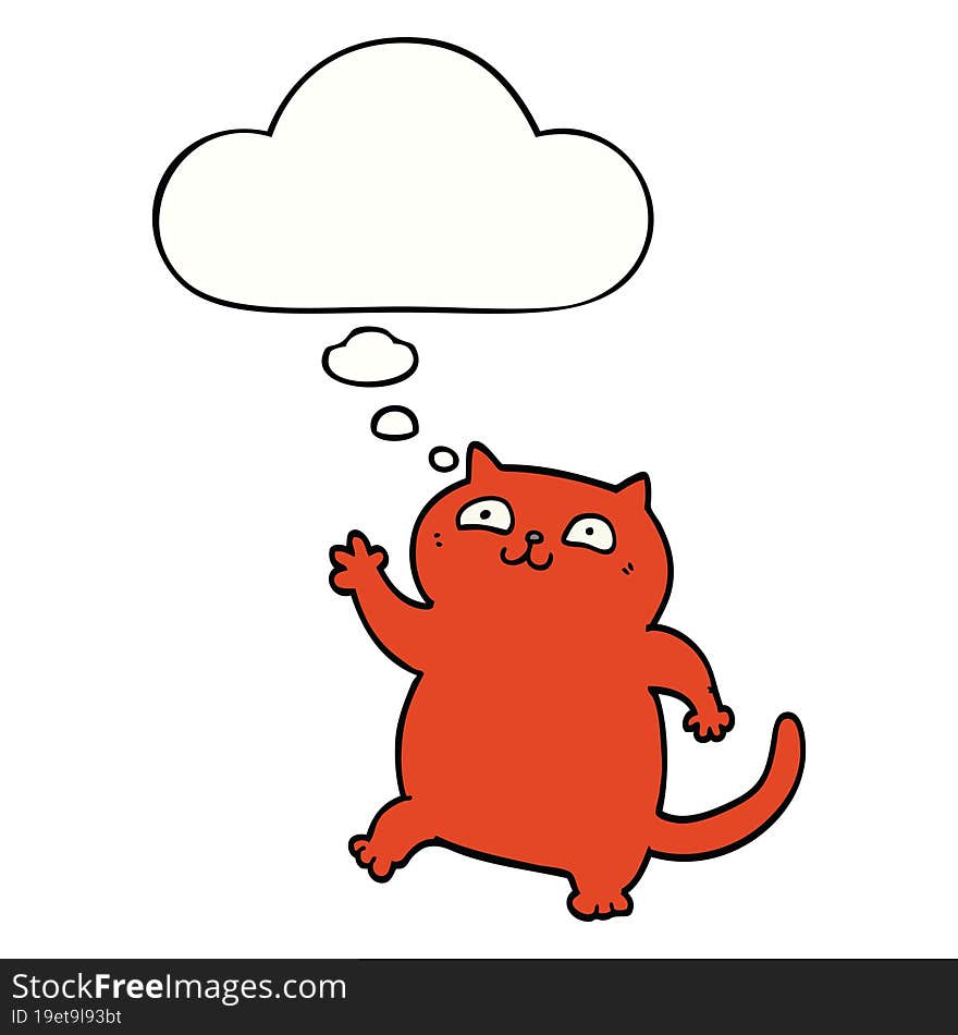 cartoon cat with thought bubble. cartoon cat with thought bubble