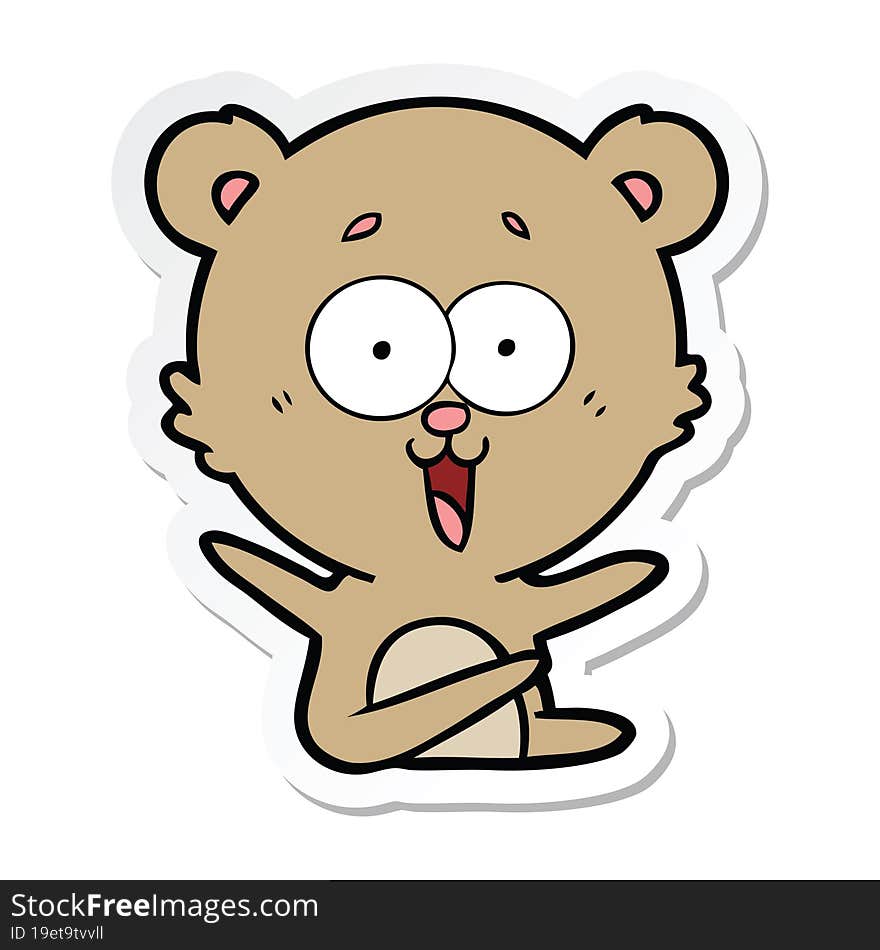 sticker of a laughing teddy  bear cartoon