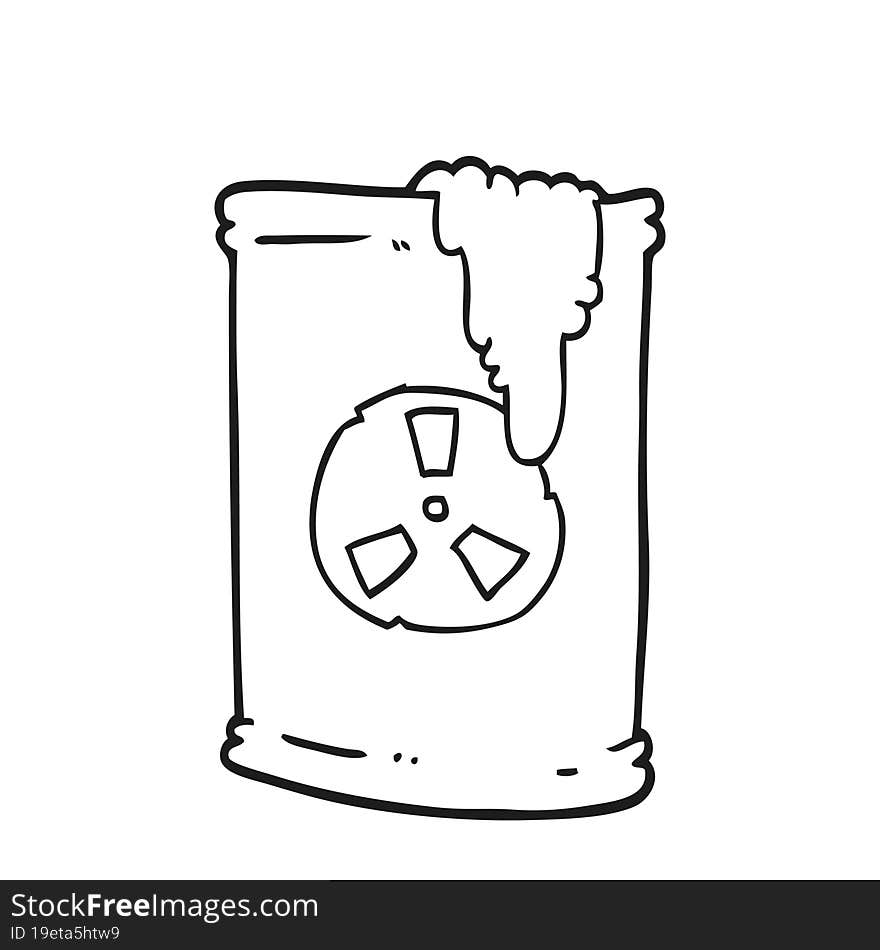 black and white cartoon radioactive waste