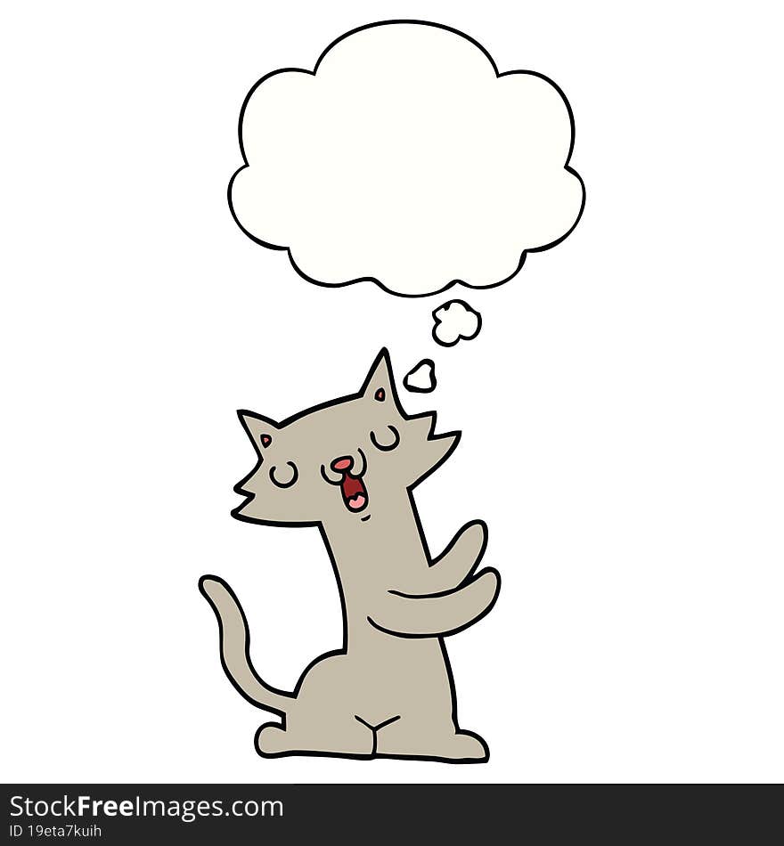 cartoon cat with thought bubble. cartoon cat with thought bubble