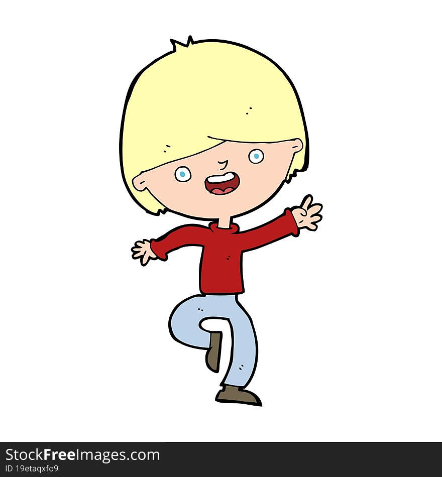 cartoon happy boy dancing