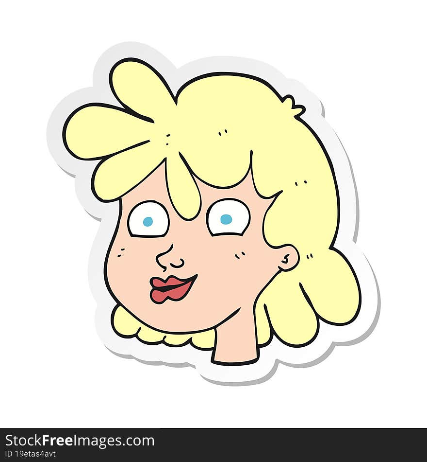 Sticker Of A Cartoon Female Face