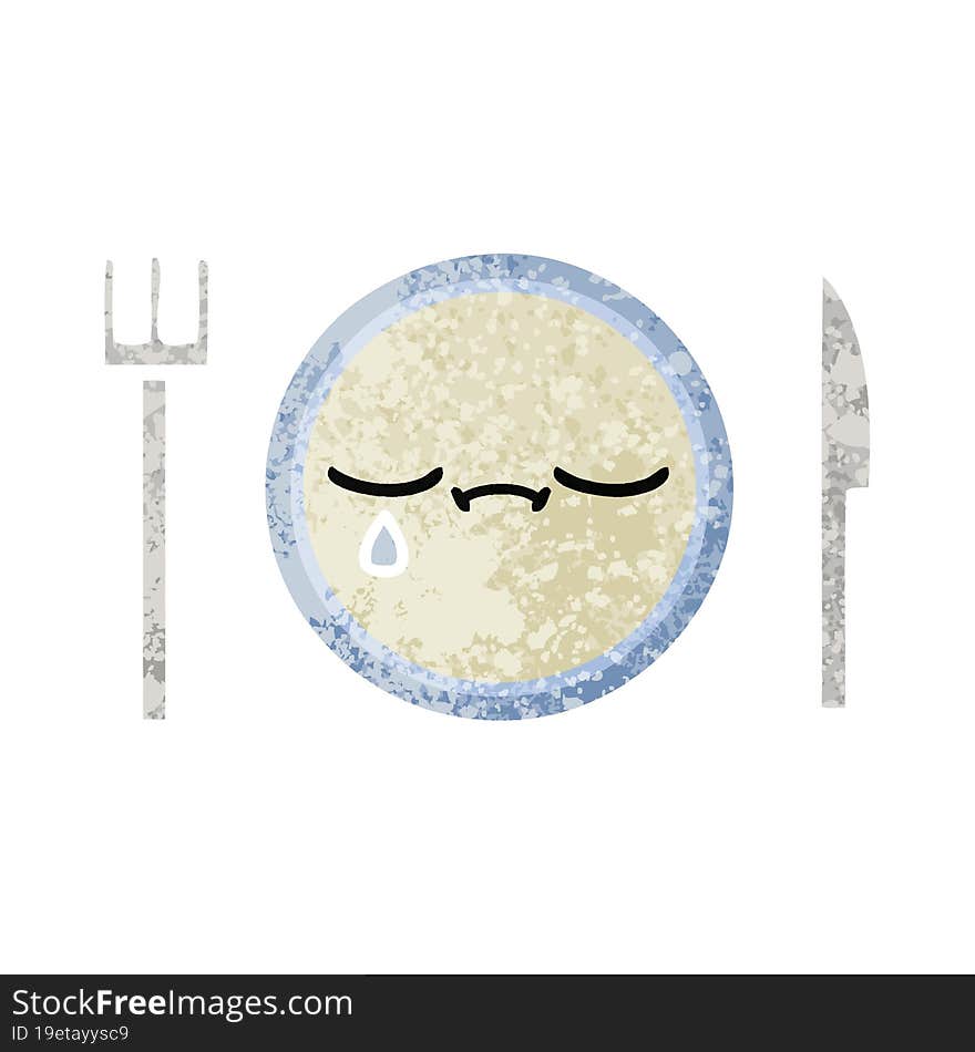 retro illustration style cartoon of a dinner plate