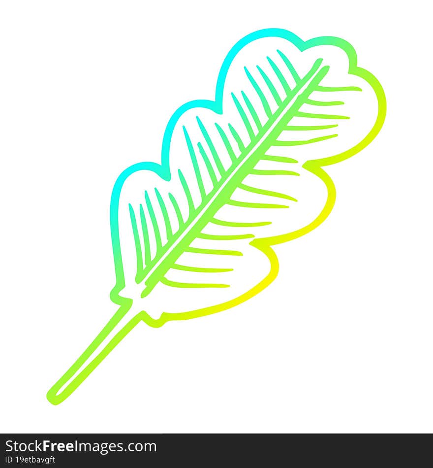 cold gradient line drawing cartoon fallen leaf