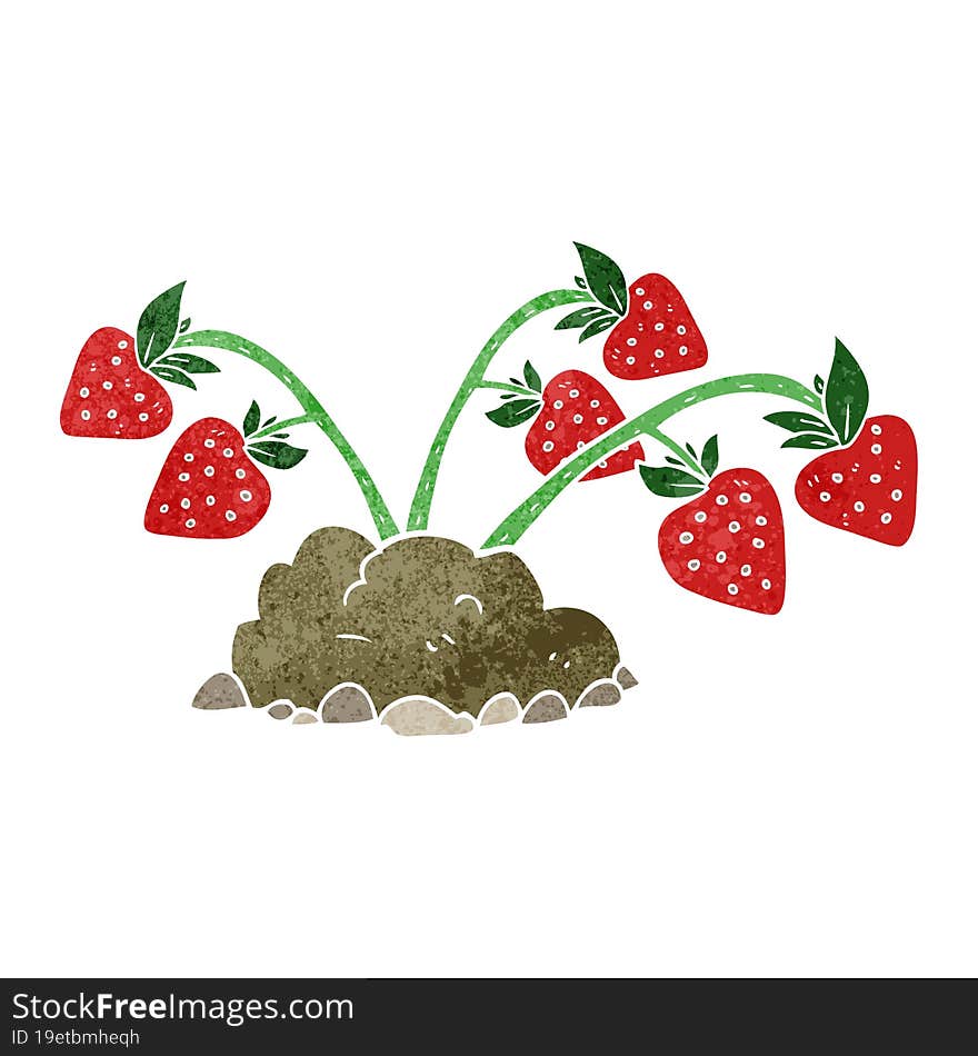 freehand retro cartoon strawberries