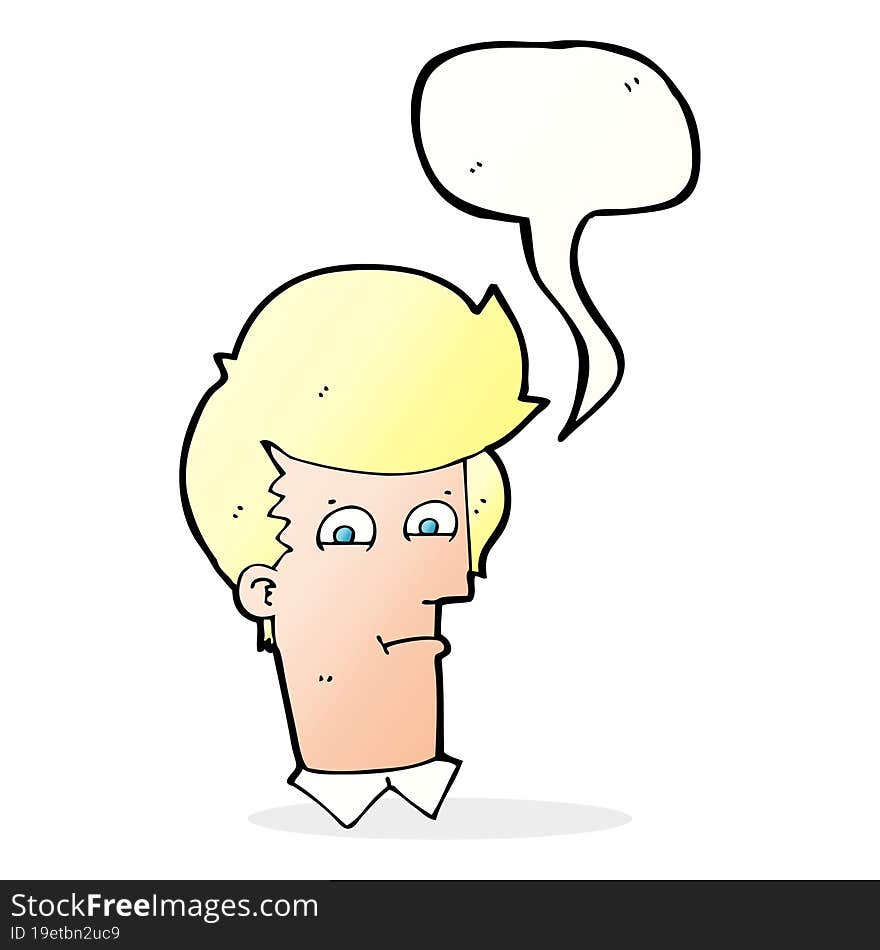 cartoon man narrowing eyes with speech bubble