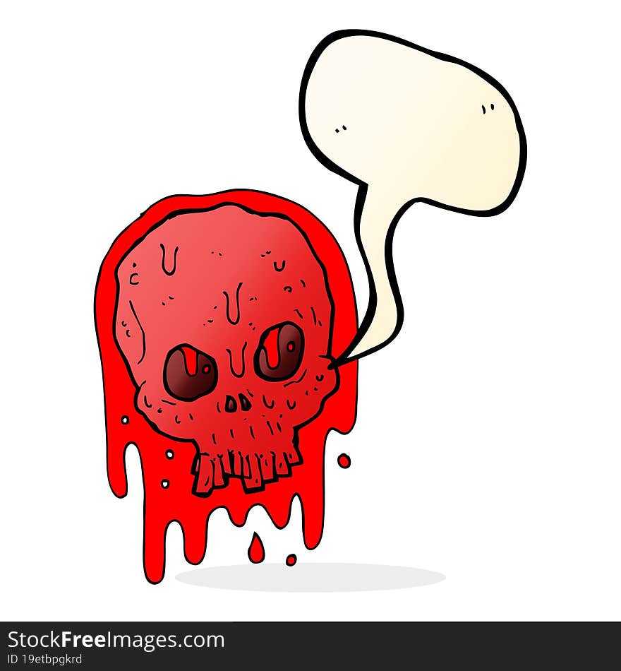 cartoon bloody skull with speech bubble