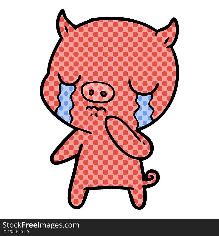 cartoon pig crying. cartoon pig crying