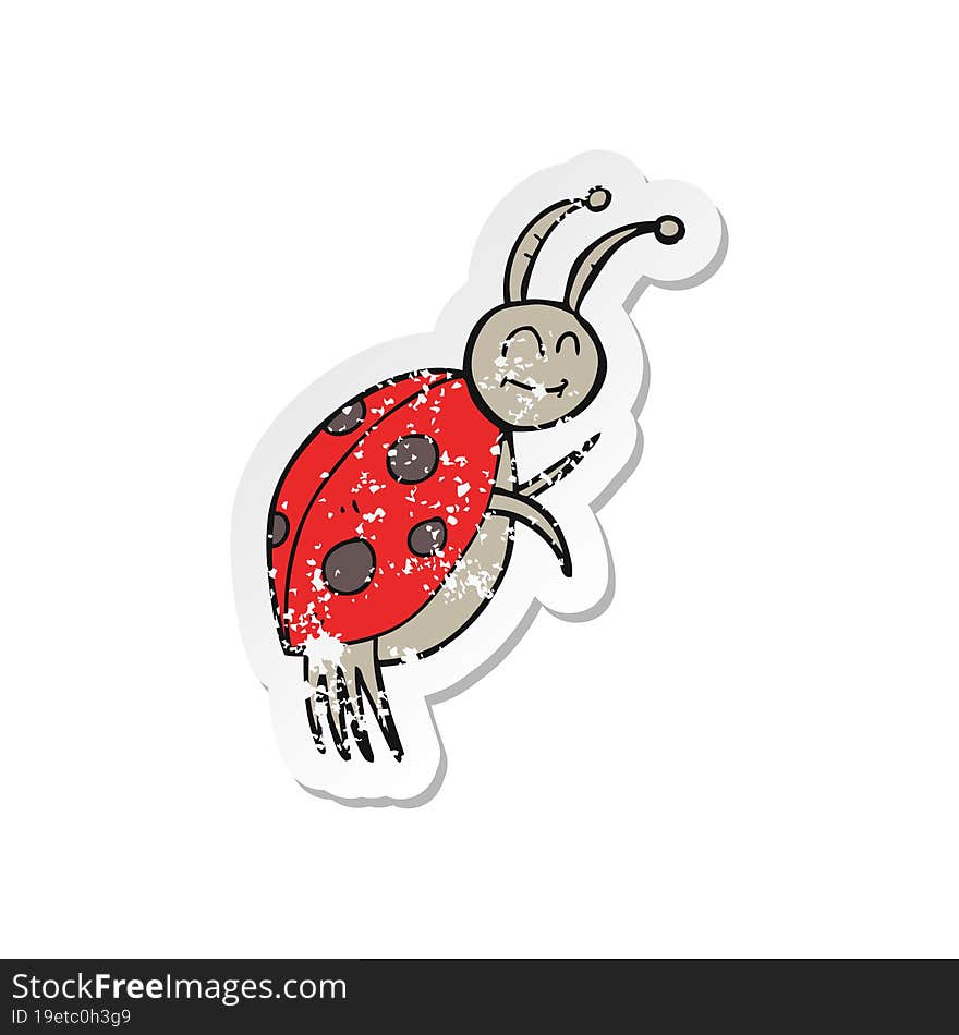 Retro Distressed Sticker Of A Cartoon Ladybug