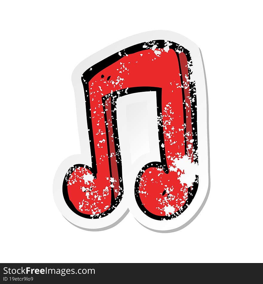 retro distressed sticker of a cartoon musical note