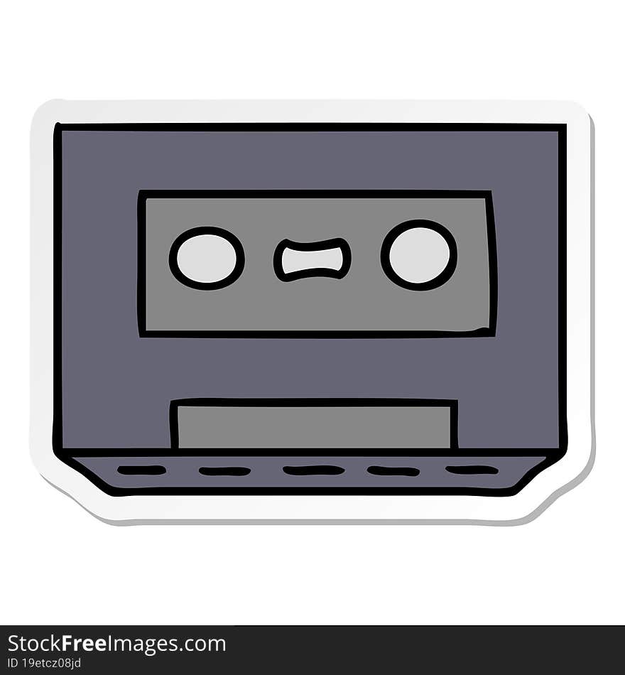 sticker cartoon doodle of a sticker cassette tape