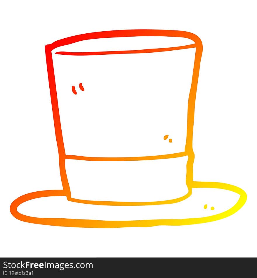 warm gradient line drawing cartoon top hat