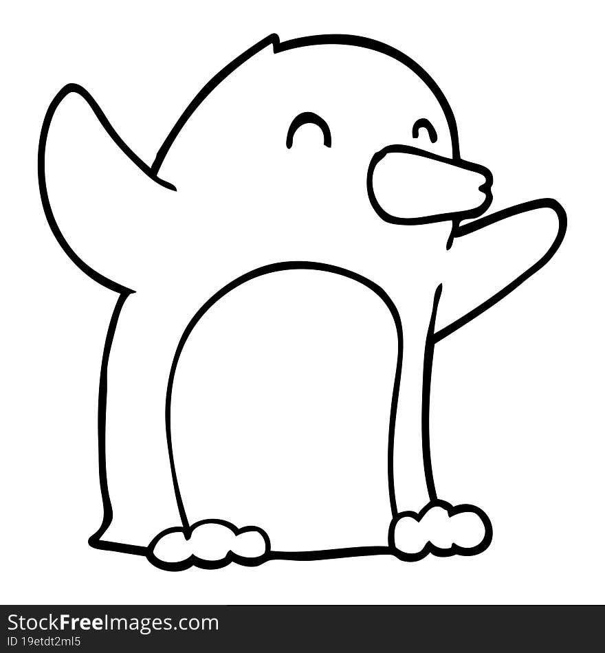 cartoon excited penguin