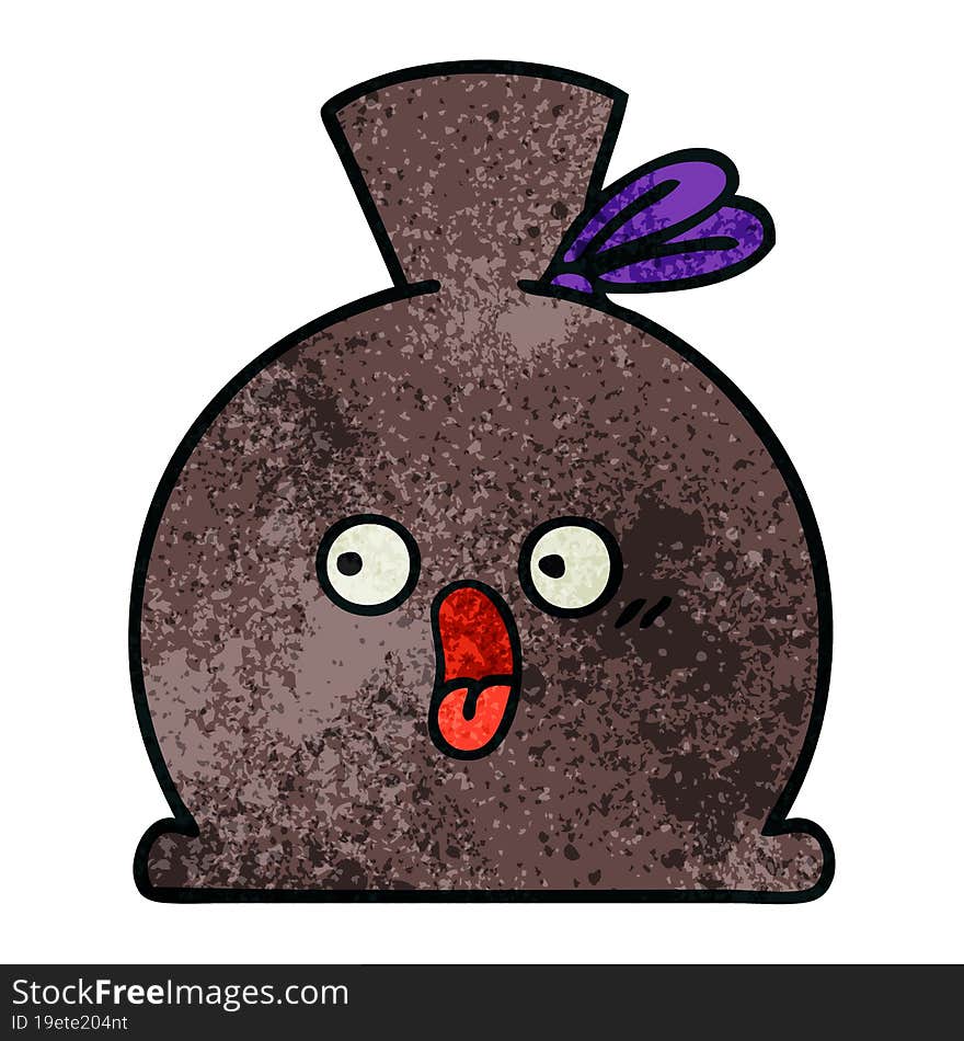 retro grunge texture cartoon of a sack