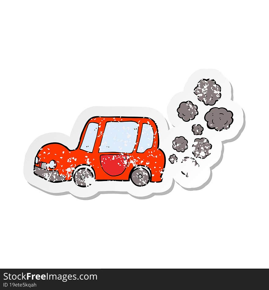 retro distressed sticker of a cartoon car