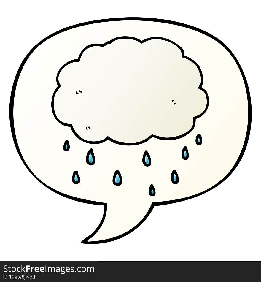 cartoon rain cloud and speech bubble in smooth gradient style