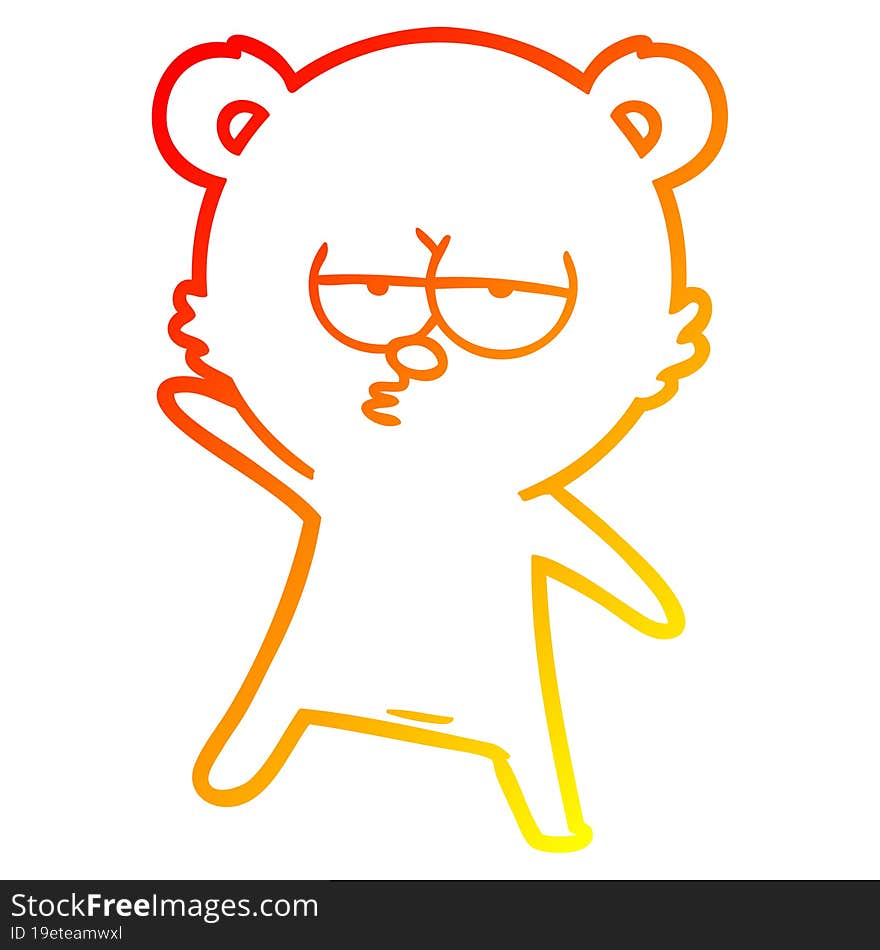 warm gradient line drawing bored bear cartoon