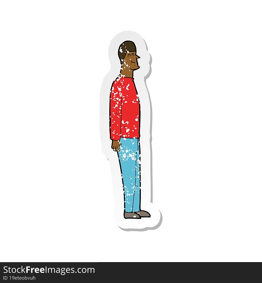 retro distressed sticker of a cartoon tall man