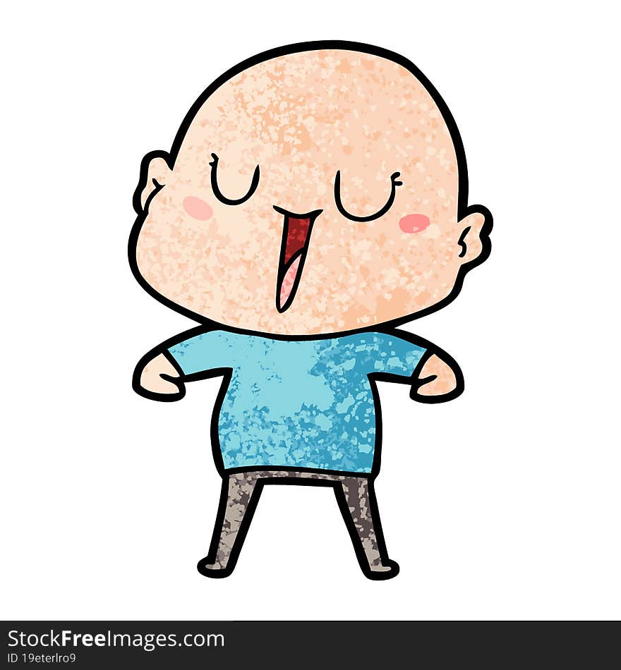 happy cartoon bald man. happy cartoon bald man