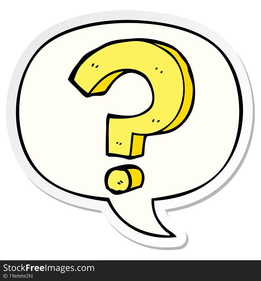 cartoon question mark and speech bubble sticker