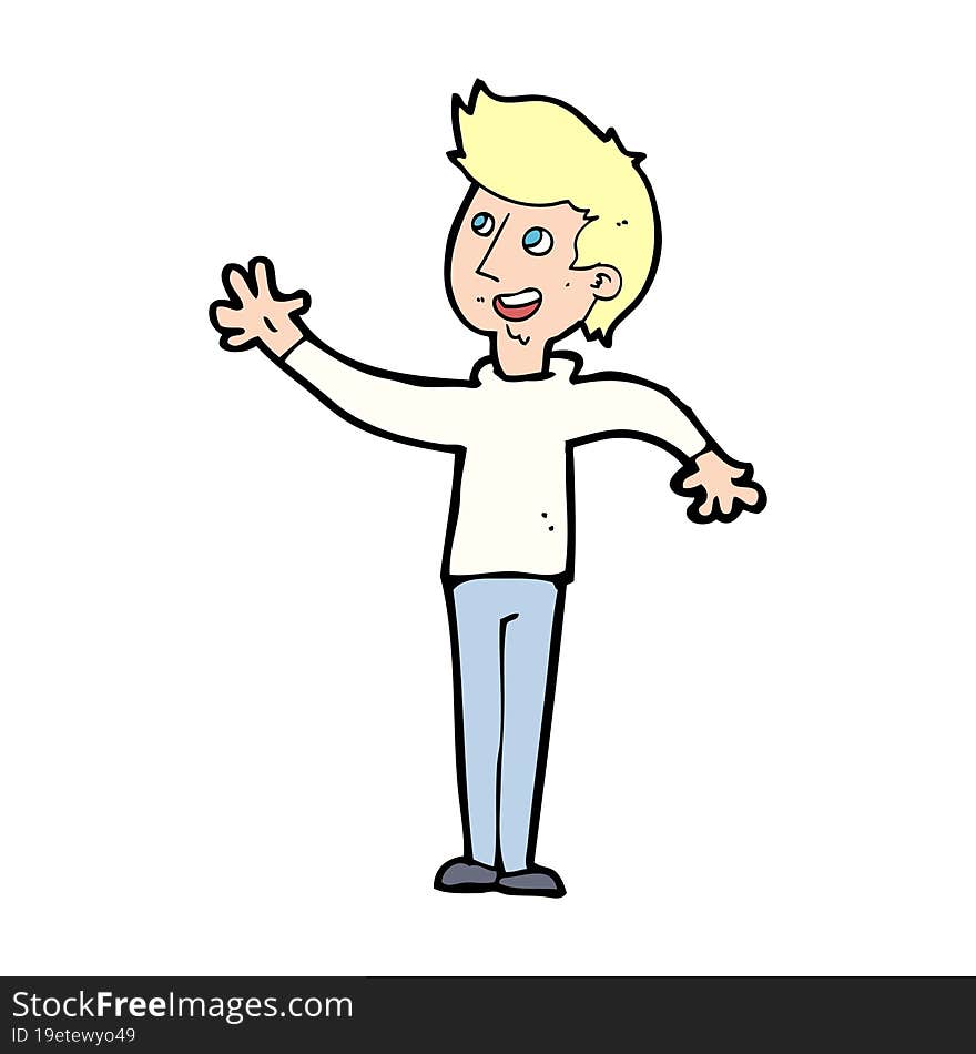 cartoon man waving