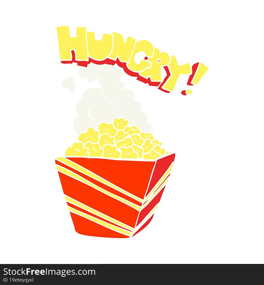 flat color illustration of a cartoon fresh popcorn