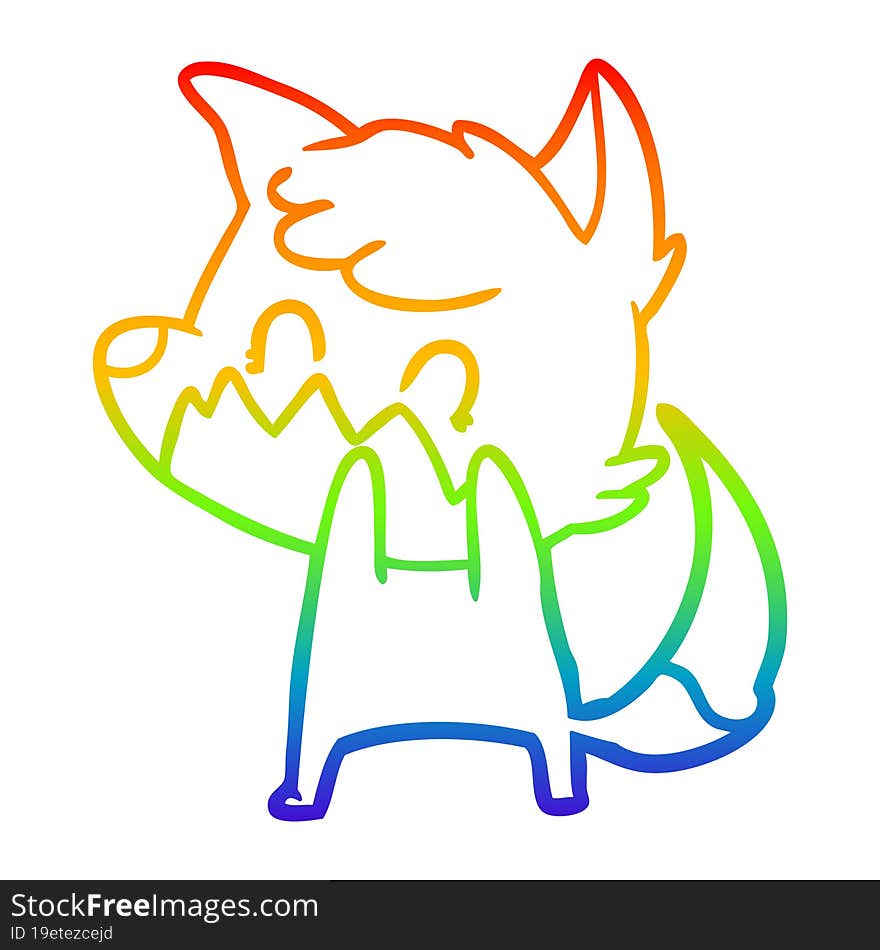 rainbow gradient line drawing cartoon friendly fox