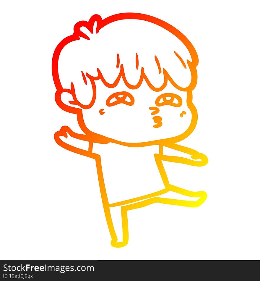 warm gradient line drawing cartoon curious man