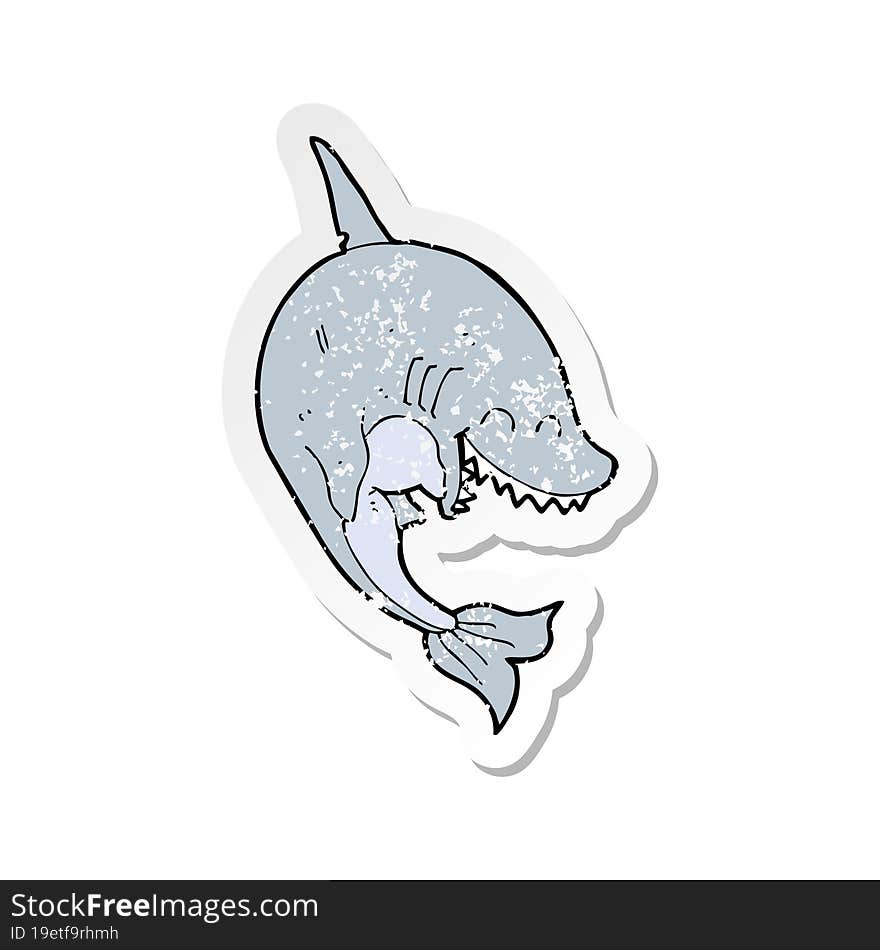 retro distressed sticker of a cartoon shark