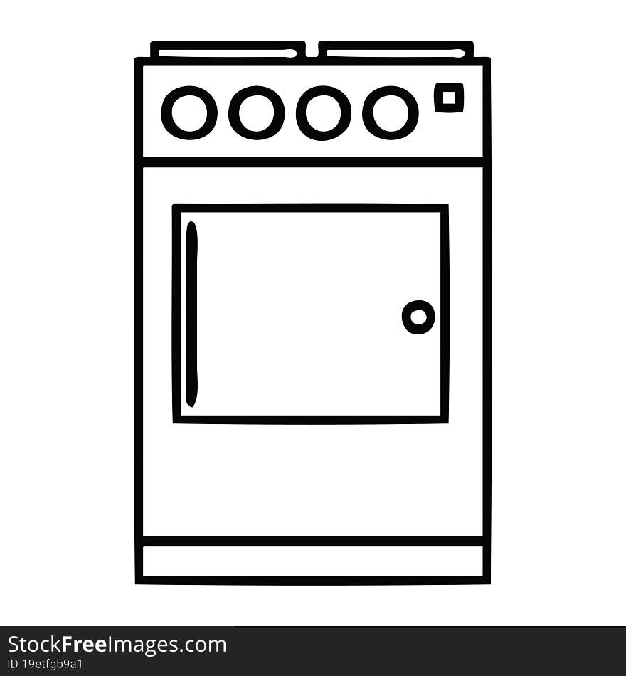 line drawing cartoon of a oven and cooker