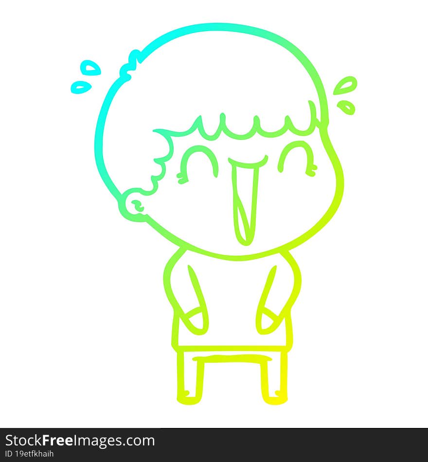 Cold Gradient Line Drawing Laughing Cartoon Man