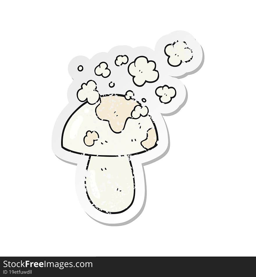 Retro Distressed Sticker Of A Cartoon Mushroom