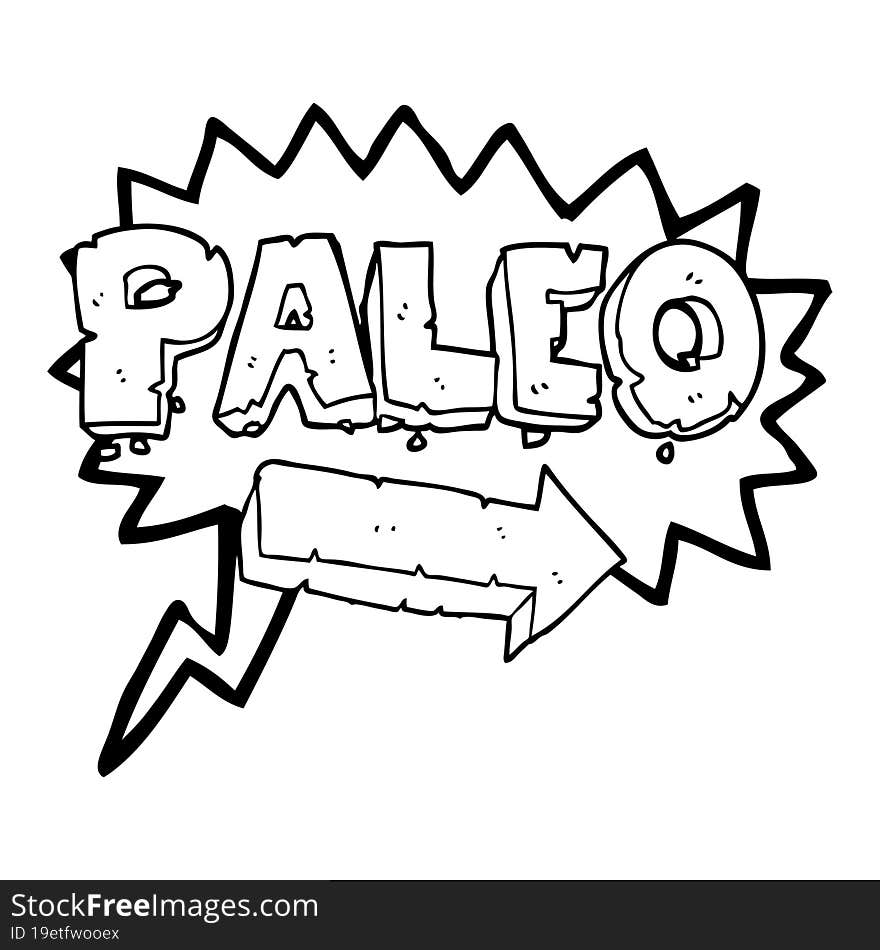 speech bubble cartoon paleo diet pointing arrow