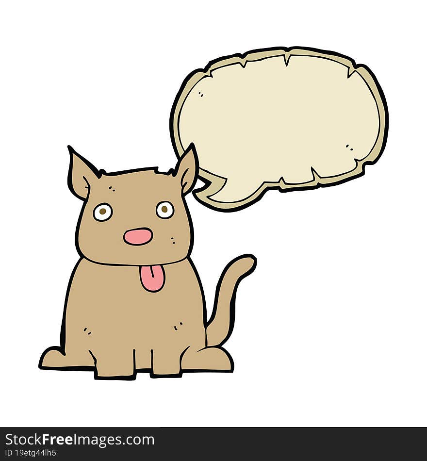 cartoon dog sticking out tongue with speech bubble