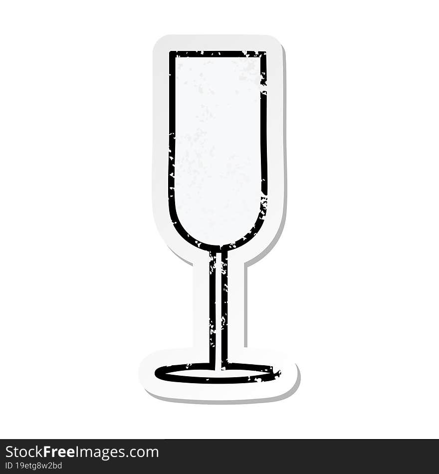 Distressed Sticker Of A Cute Cartoon Champagne Flute