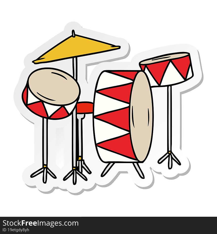 Sticker Cartoon Doodle Of A Drum Kit