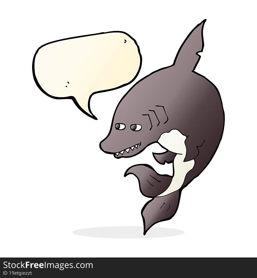 funny cartoon shark with speech bubble